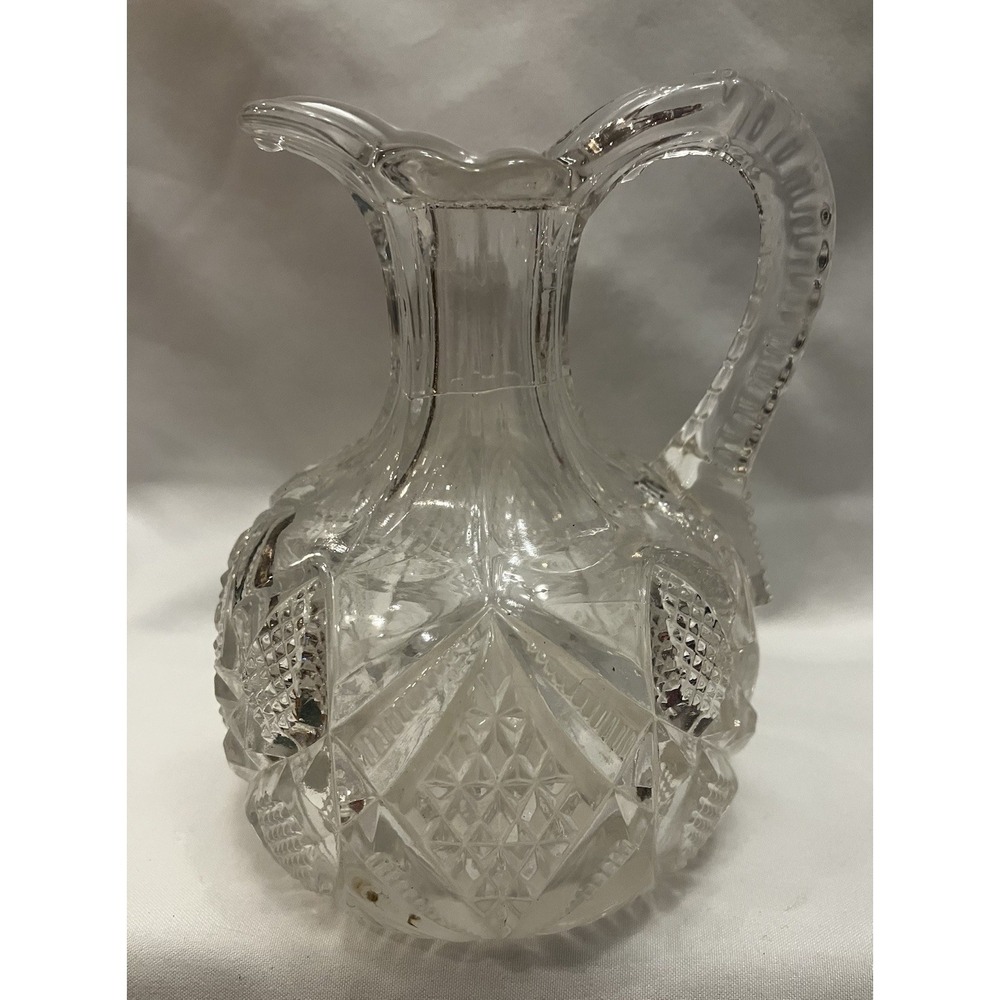 Vintage Early American Pressed Glass Cruet Decanter EAPC Crystal Bottle Clear